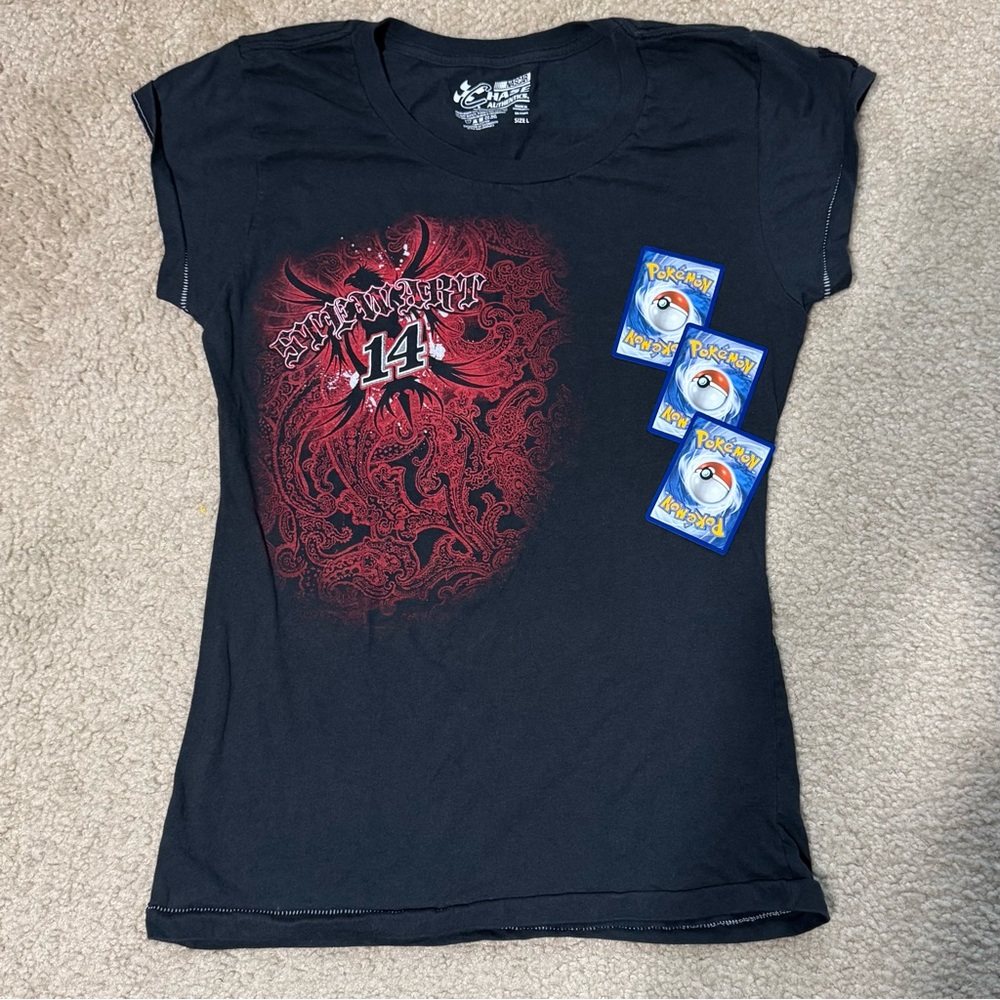 Chase Authentics Stewart 13 Black Tee with Red Design.